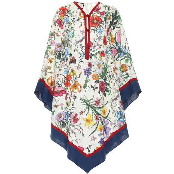 GUCCI DRESS LINEN FLORA PRINT KIMINO STYLE ASYMMETRIC SKIRT - Picture 11 of 11